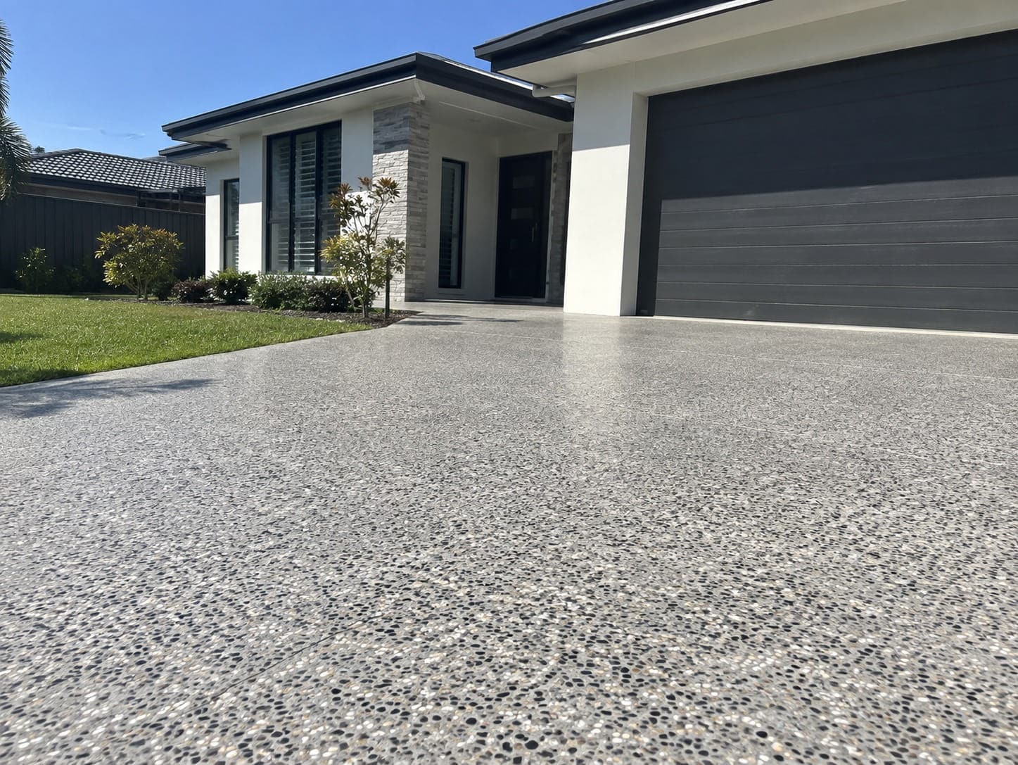 Honed concrete ground flat to a matte finish