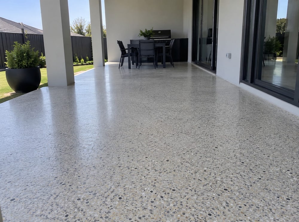 Honed concrete patio and alfresco area at a Mandurah property