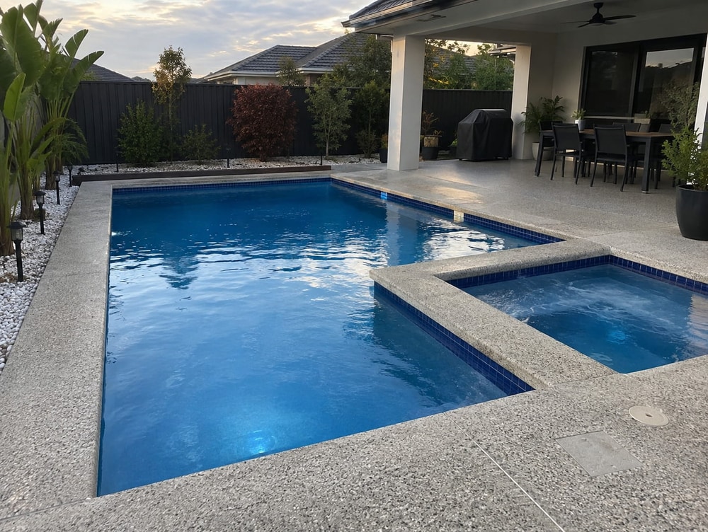 Honed concrete pool surround with a matte slip-resistant finish in Mandurah